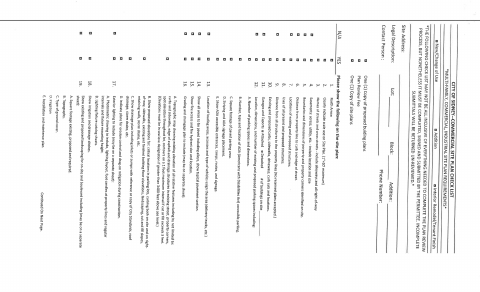 First page of the Commercial Site Plan Checklist