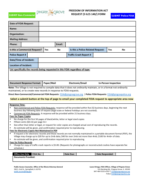 First page of the Freedom of Information Act Request Form