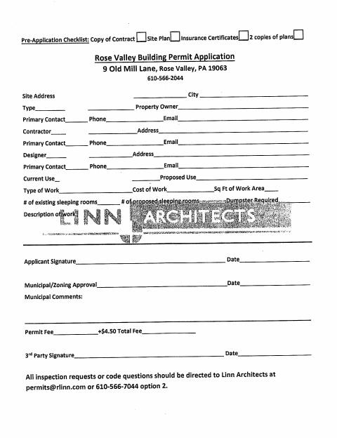 First page of the Building Permit Application