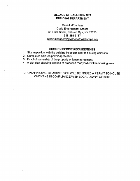 First page of the Chicken Permit Application