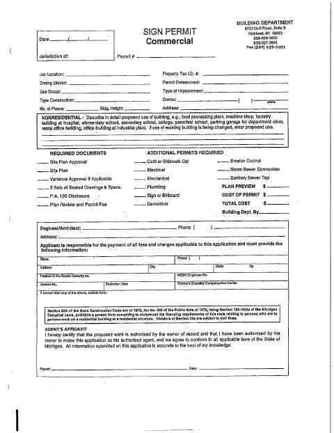 First page of the Sign Permit Application
