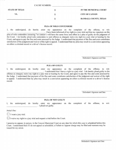 First page of the Plea