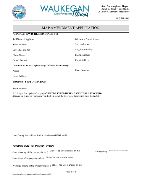 First page of the Map Amendment Application