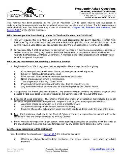 First page of the Canvassers’ and Solicitors’ Permit