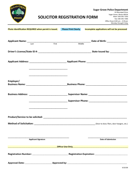 First page of the Solicitor Registration Form