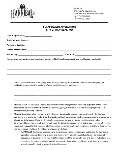 First page of the Scrap Dealer Application