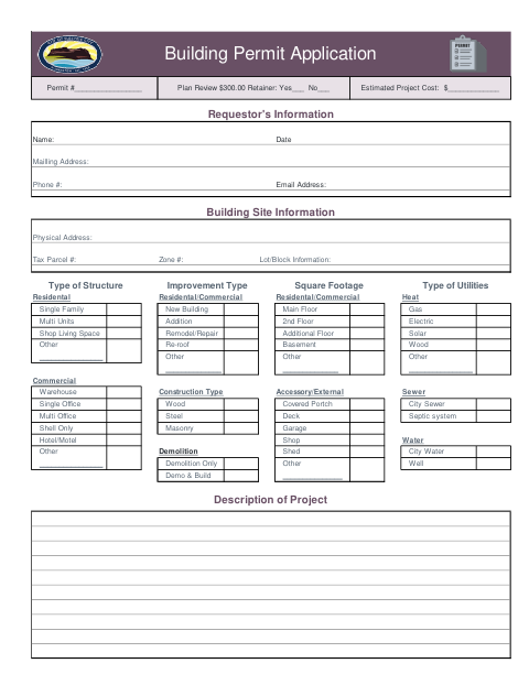 First page of the Building Permit Application