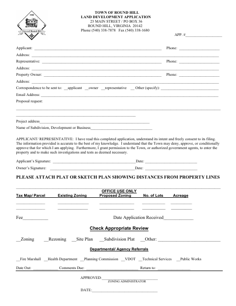First page of the Land Development Application