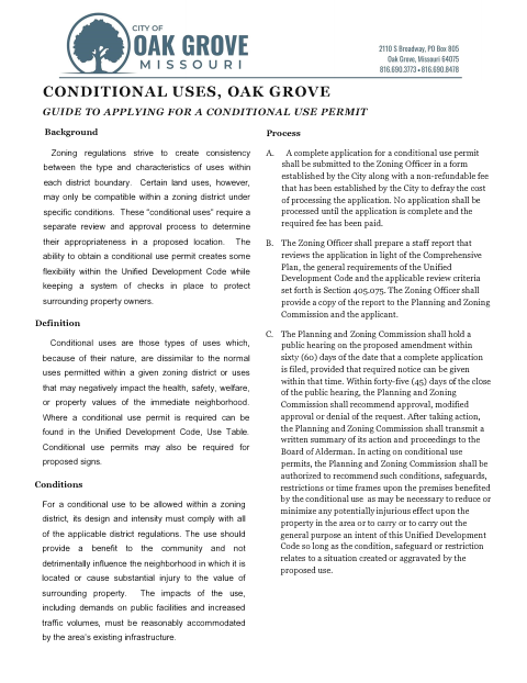 First page of the Conditional Use Permit Application