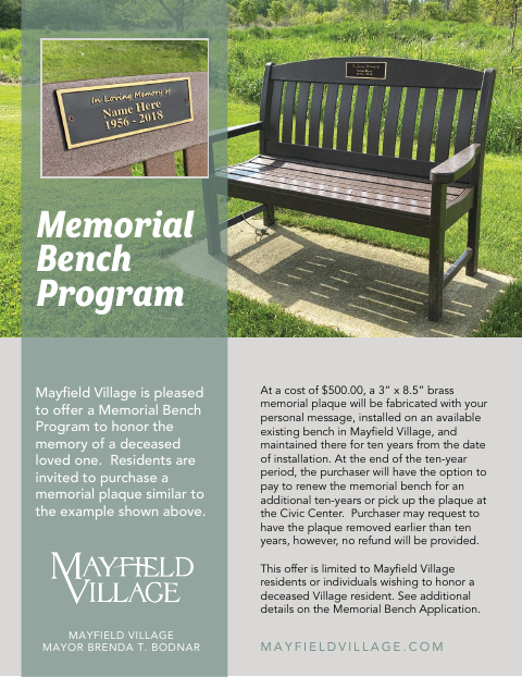 First page of the Memorial Bench Application