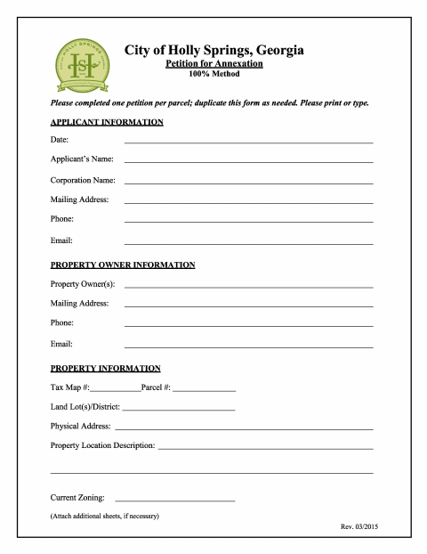 First page of the Annexation Petition