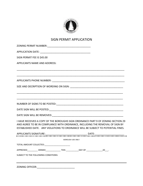 First page of the Sign Permit Application
