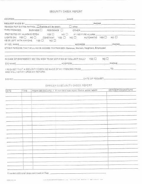 First page of the Security Check Report