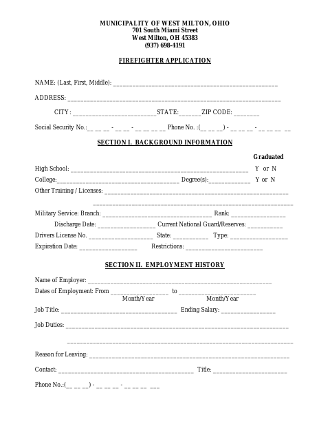 First page of the Firefighter Application