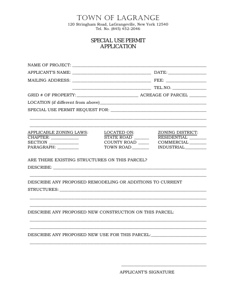 First page of the Special Use Permit Application