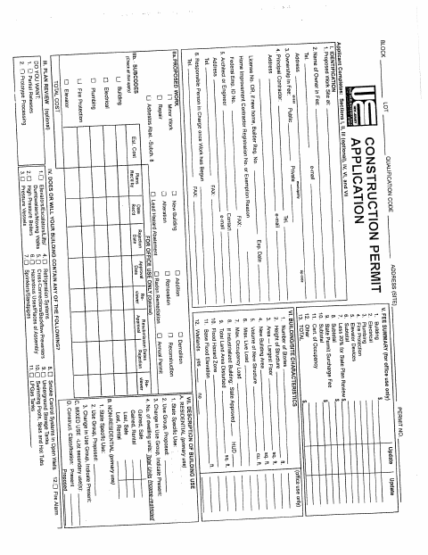 First page of the Pool Construction Permit Application