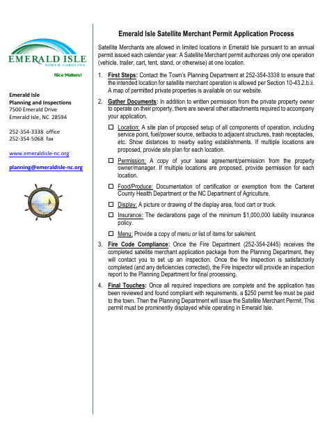 First page of the Satellite Merchant Application Packet
