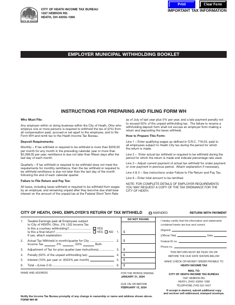 First page of the Employer Municipal Withholding Booklet
