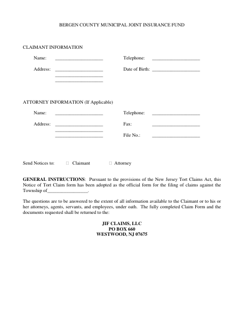First page of the Notice of Tort Claim