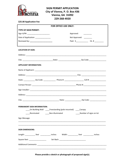 First page of the Sign Permit Application