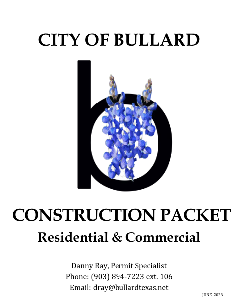 First page of the Residential-Commercial Construction Permit Application