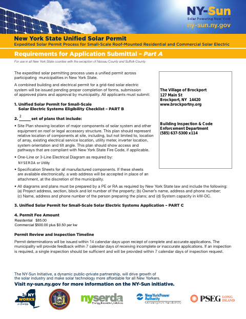 First page of the Solar Permit Application