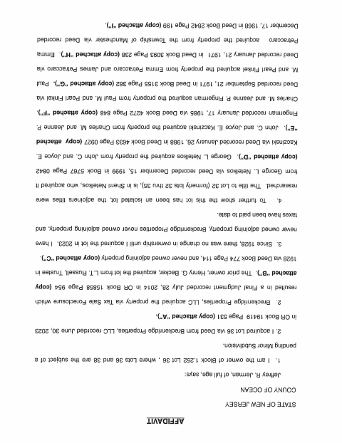 First page of the Affidavit of Ownership