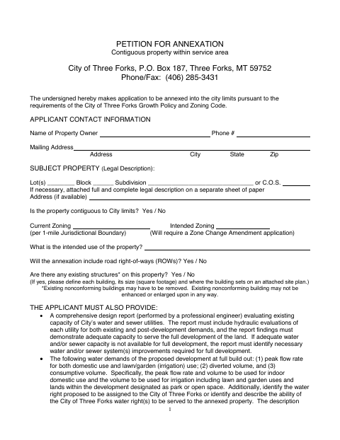 First page of the Petition for Annexation