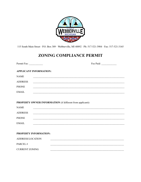 First page of the Zoning Compliance Permit