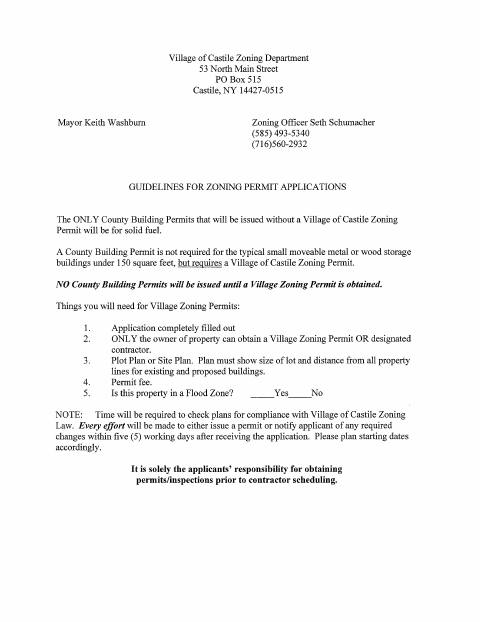 First page of the Zoning Application