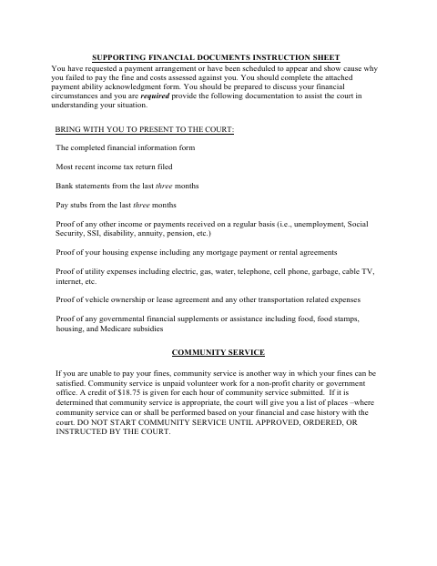 First page of the Payment Ability and Financial Documents