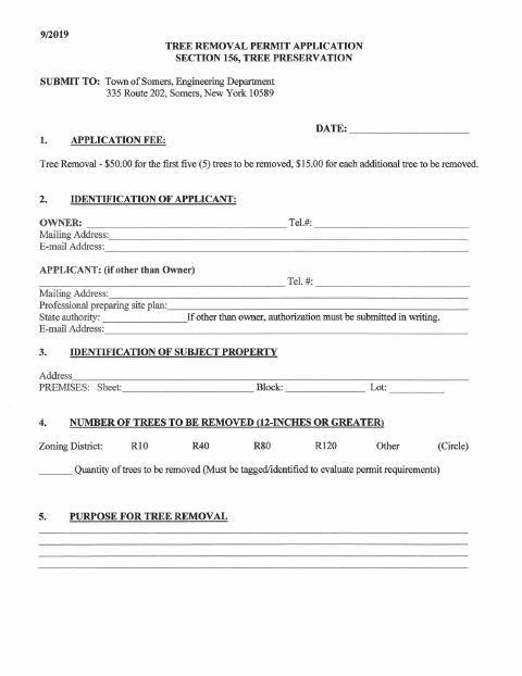 First page of the Tree Preservation Application