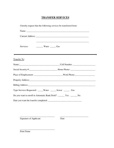 First page of the Transfer Utilities