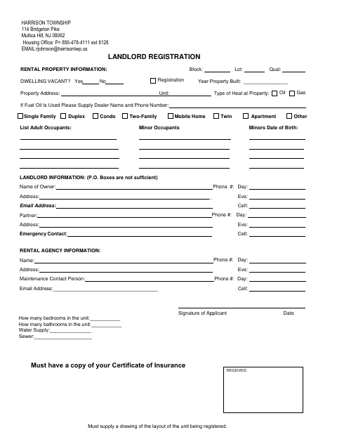 First page of the Landlord Registration