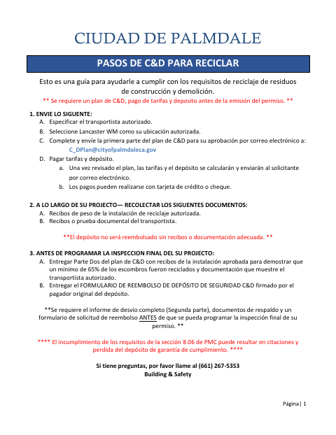 First page of the Construction And Demolition Waste Management Plan