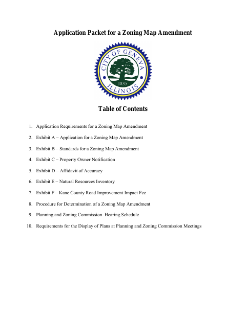 First page of the Zoning Map Amendment Application