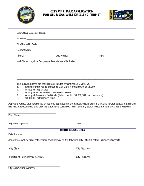 First page of the Application for Oil & Gas Well Drilling Permit