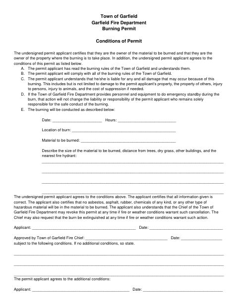 First page of the Burning Permit