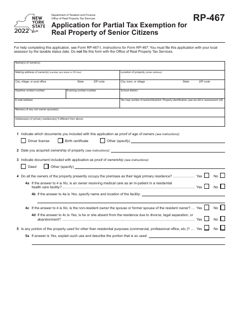 First page of the Application for Partial Tax Exemption for Real Property of Senior Citizens