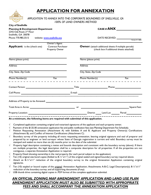 First page of the Annexation Application