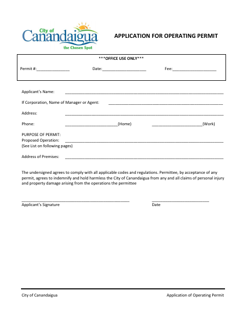First page of the Application for Operating Permit