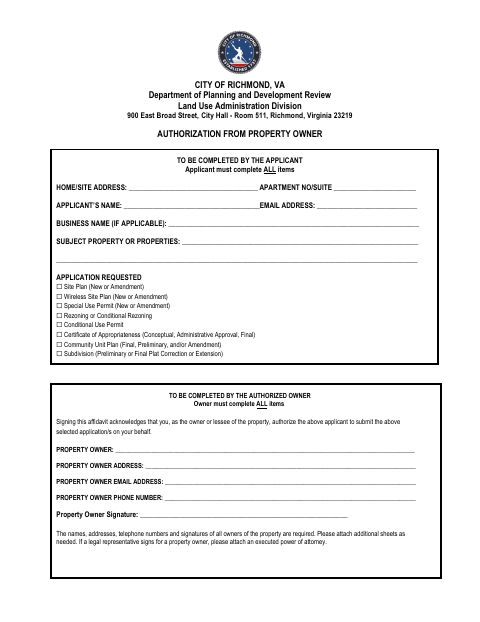 First page of the Conditional Use Permit Application