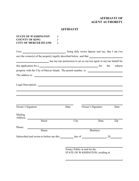 First page of the Affidavit of Agent Authority