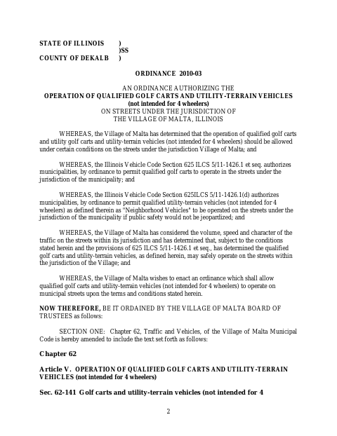 First page of the Golf Cart/All-Terrain Vehicle Application