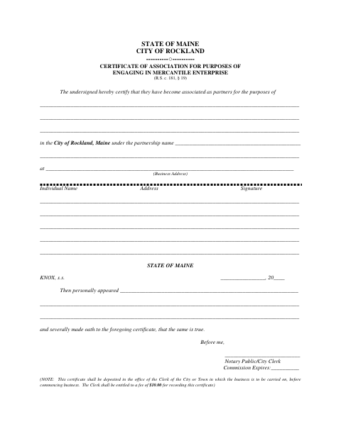 First page of the Partnership Certificate for Mercantile Enterprise