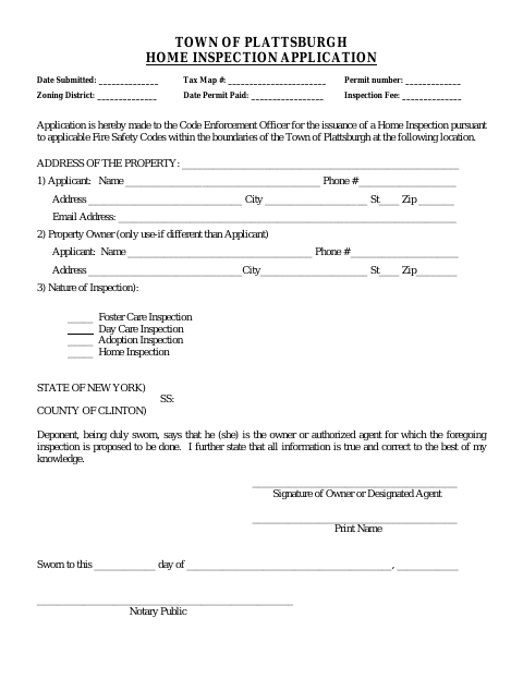 First page of the Home Inspection Application