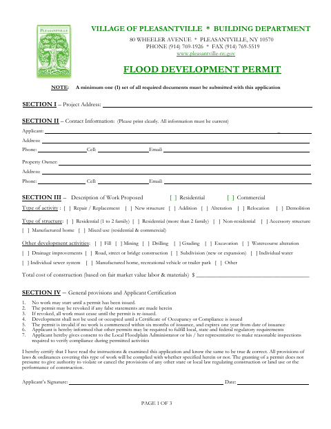First page of the Flood Development Permit