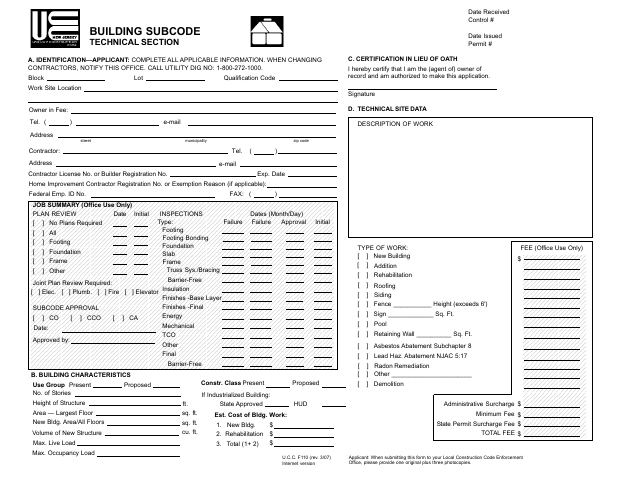 First page of the Building Permit Application