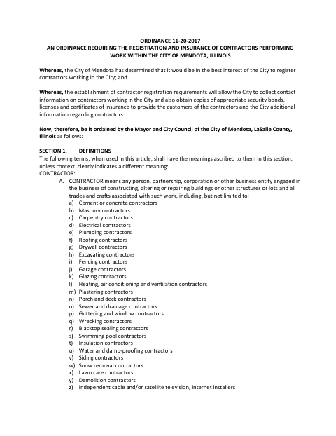 First page of the Contractor Registration