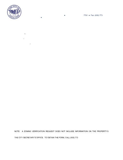 First page of the Zoning Verification Request Form
